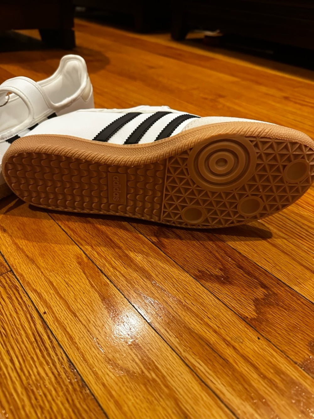 adidas White Mary Jane Sneakers with Black Accent and Beige Toe - Picture 4 of 4